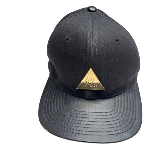 Yea.Nice Black Snapback Hat With Gold Triangle Logo C121 - Picture 1 of 11